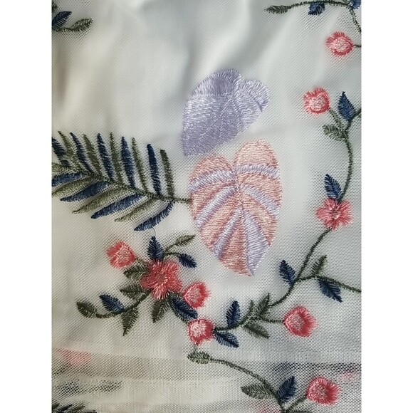 Blue Rain M Boho Sleeveless Top Embroidered Floral Fern Lined Tassels Wms Medium - Picture 2 of 14